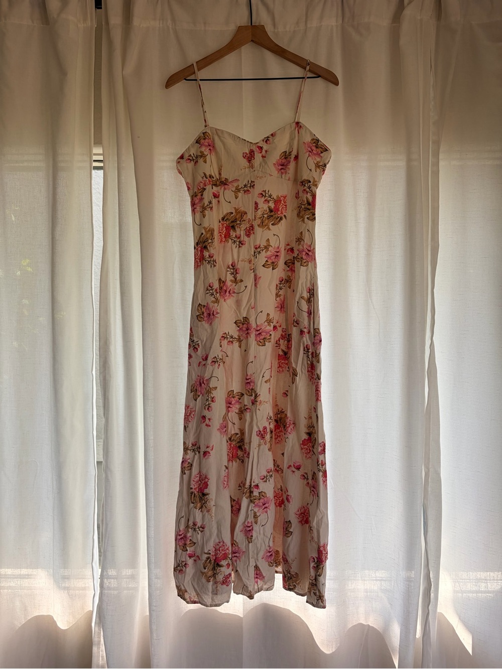 Joie Floral Spaghetti-Strap Maxi Dress in Cream and Pink